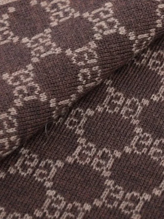 Gucci GG Logo Wool Scarf Brown - Picture 2 of 4